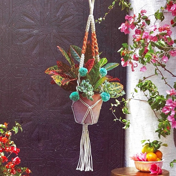 Opalhouse Handcrafted Macramé Plant Hanger with Vibrant Accents - Picture 1 of 3